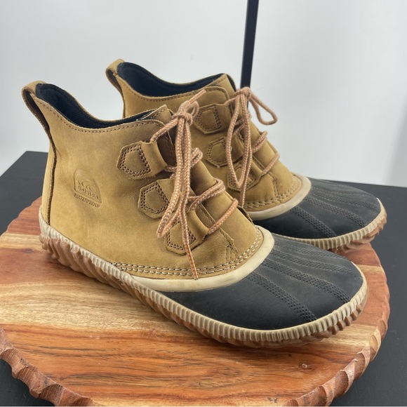 Sorel Womens Out N About Duck Boots Brown Leather NL3069-286 Waterproof 9.5 - Picture 1 of 6